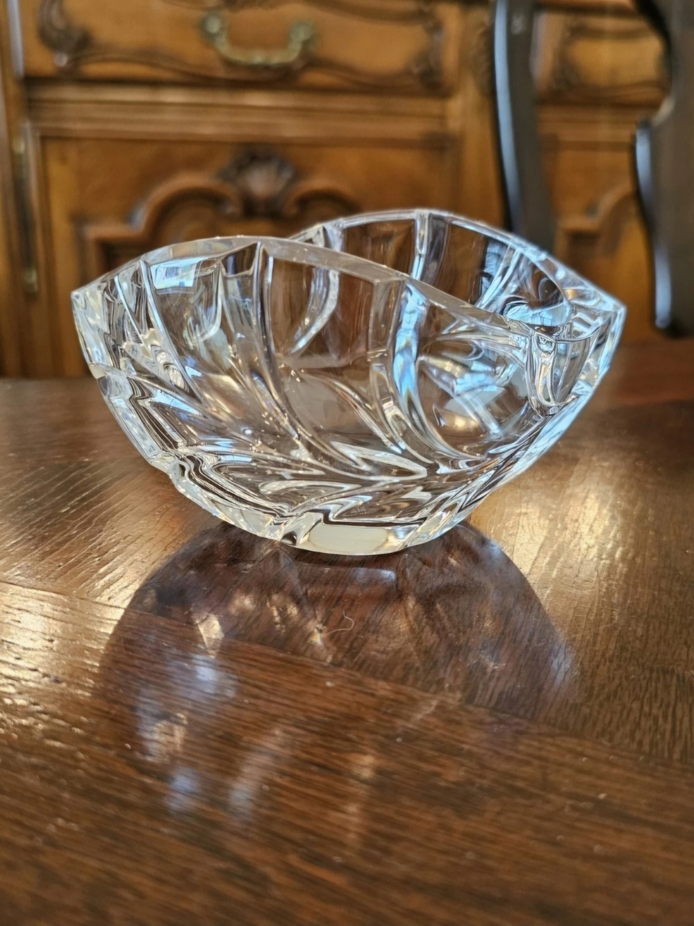 Waterford Marquis Palma Glass Crystal Bowl Dish Scalloped Leaf 4.5" Decorative